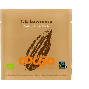 BIO Trinkschokolade mit Kaffeeextrakt T.E. Lawrence Mokka Becks COCOA 25g Beutel