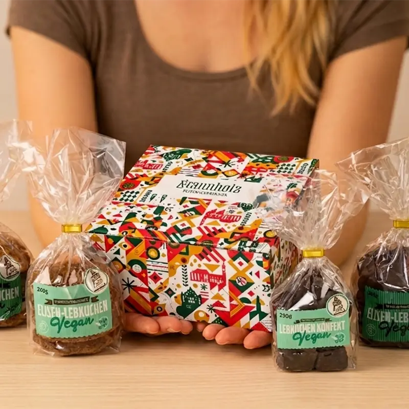 Vegane Elisen-Lebkuchen Geschenkbox mit Lebkuchenkonfekt von Fraunholz