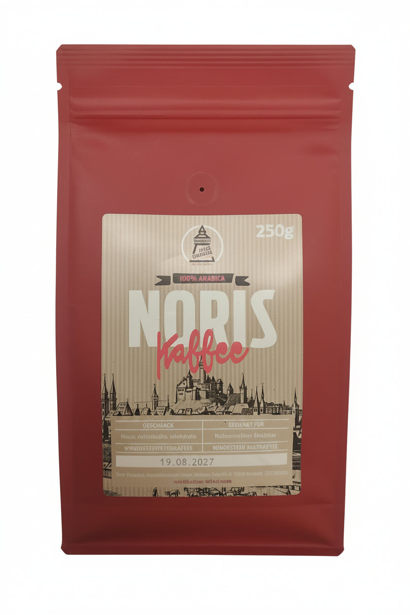 Rote Kaffeepackung Noris Filterkaffee, Vorderansicht