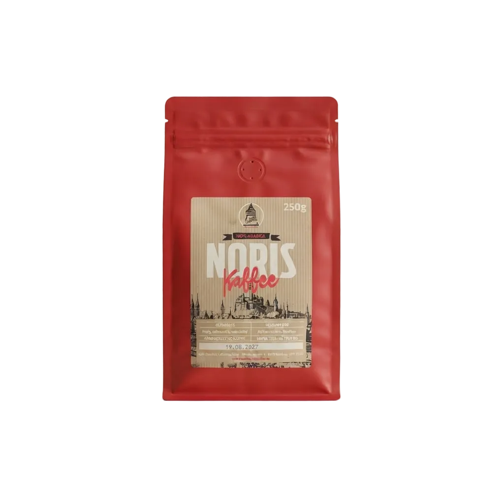 Rote Kaffeepackung Noris Filterkaffee, freigestellt