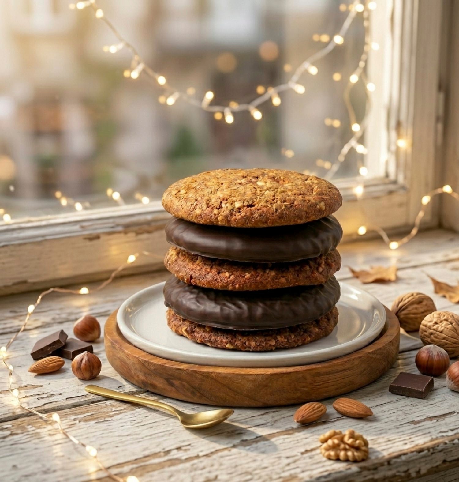 vegane Lebkuchen sortiert auf einem Teller 