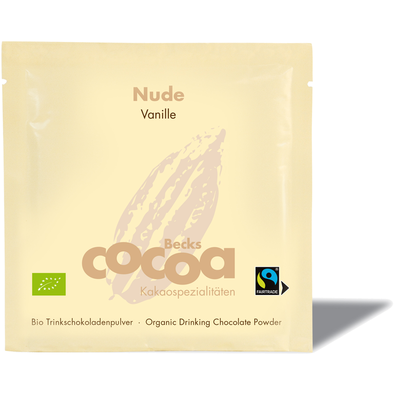 BIO Trinkschokolade mit Vanille Nude Becks COCOA 25g Beutel