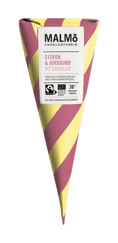 Malm� Chokladfabrik Cones - Zitronen und Erdbeeren, wei�e Schokolade