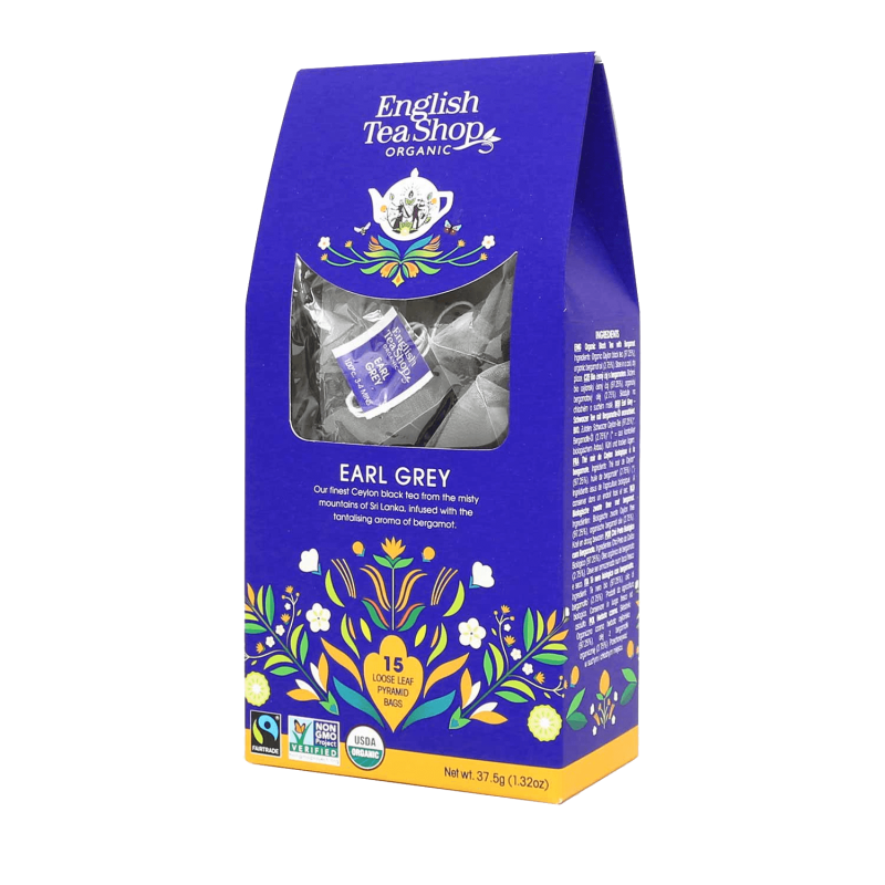 English Tea Shop - Earl Grey, BIO Fairtrade, 15 Pyramiden-Beutel in Papierbox