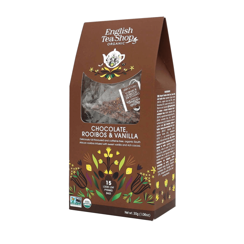 English Tea Shop - Schokolade Rooibos & Vanille Tee, BIO, 15 Pyramiden-Beutel in Papierbox