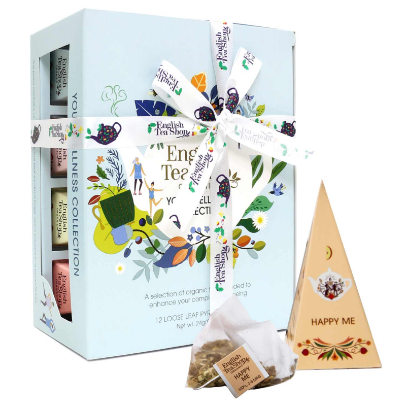 ETS - Teegeschenk mit Schleife Wellness Tee Kollektion, BIO, 12 Pyramiden-Beutel