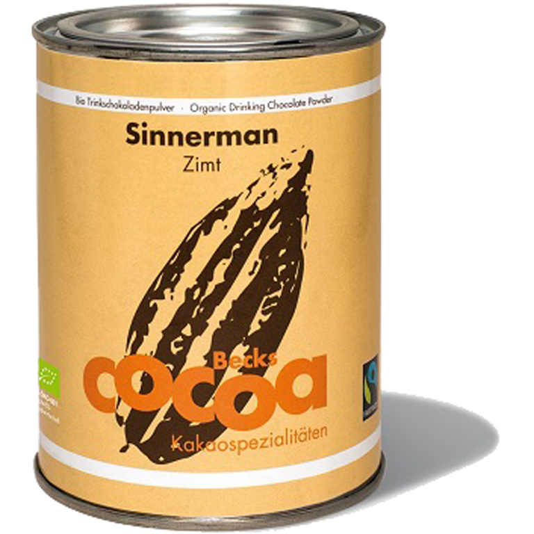BIO Trinkschokoladenpulver mit dem Zimt Geschmack Sinnerman Becks COCOA 250g Dose